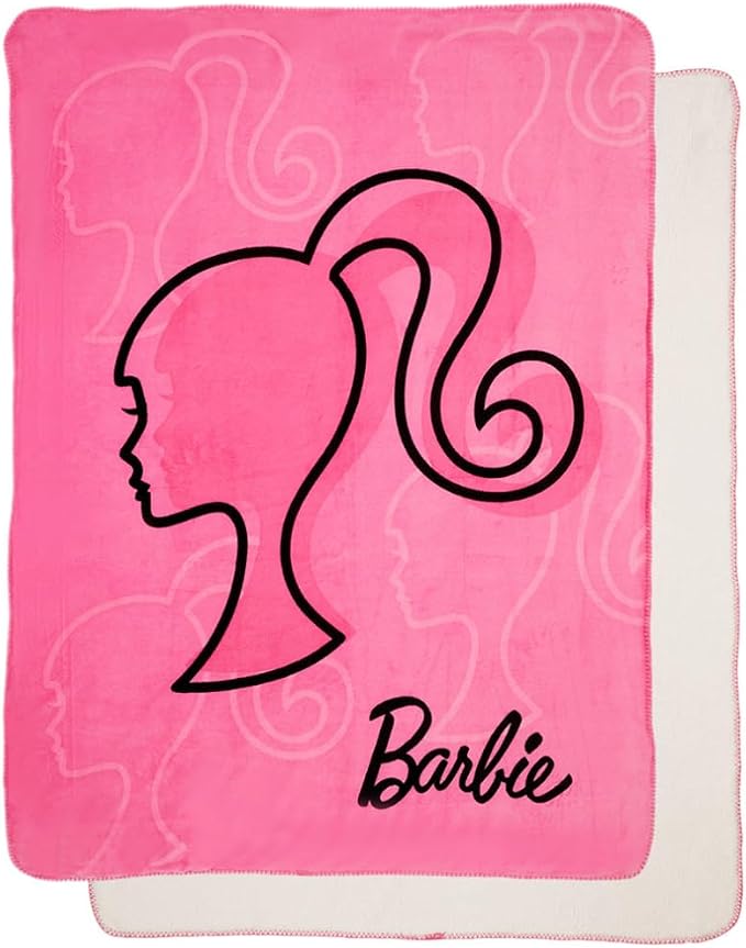 Barbie Kids Bedding Soft Plush Cozy Sherpa Blanket Throw, 46 in x 60 in, (Officially Licensed Product) by Franco