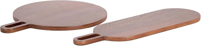 Kate and Laurel Staven Transitional Two-Piece Serving Boards Set; 7 x 22 and 14 x 18; Walnut Brown; Modern Food-Safe Charcuterie Boards from Solid Mango Wood for Use as Kitchen Countertop Decor