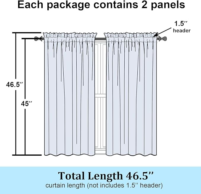 Simplebrand Lavender Semi Sheer Curtains 45 Inch Length 2 Panels, Geometric - Image 7
