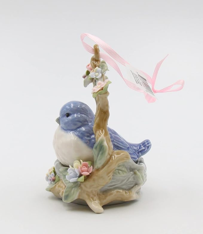 Cosmos SB49057 Fine Porcelain Blue Bird Ornament Figurine, 4-Inch
