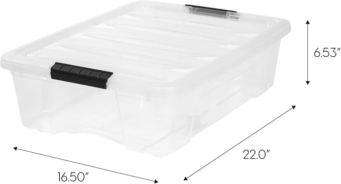 IRIS USA 2-Pack 27 Quart Storage Bins with Lids, Clear | Transparent design makes contents easy to find. Great for linens, décor, closet storage, and supplies. Nestable design saves