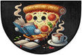 Pizza Funny Half Round Door Mat Non-Slip Semi Circle Rug Washable Half Moon Floor Rug Absorbent Bathroom Area Rugs for Outdoor Indoor Fireplace Mat Entryway Kitchen Decor Rugs