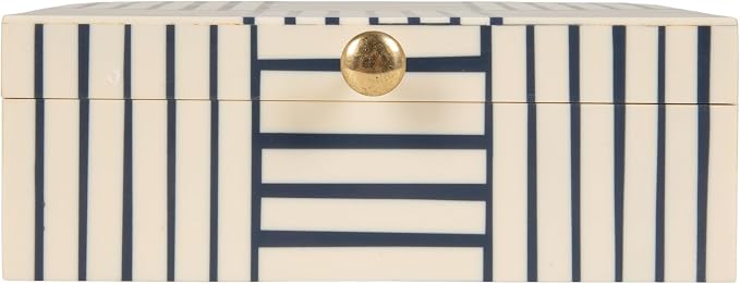 Bloomingville Midnight Blue & White Striped Resin Storage Box