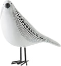 Torre & Tagus 6" Standing Bird Statue for Home Decor & Office Decoration, White Finish with Indented Black Polka Dots for Indoor Book Shelf, Entryway Console, Bedroom & Wedding Gift (Debossed Bird)