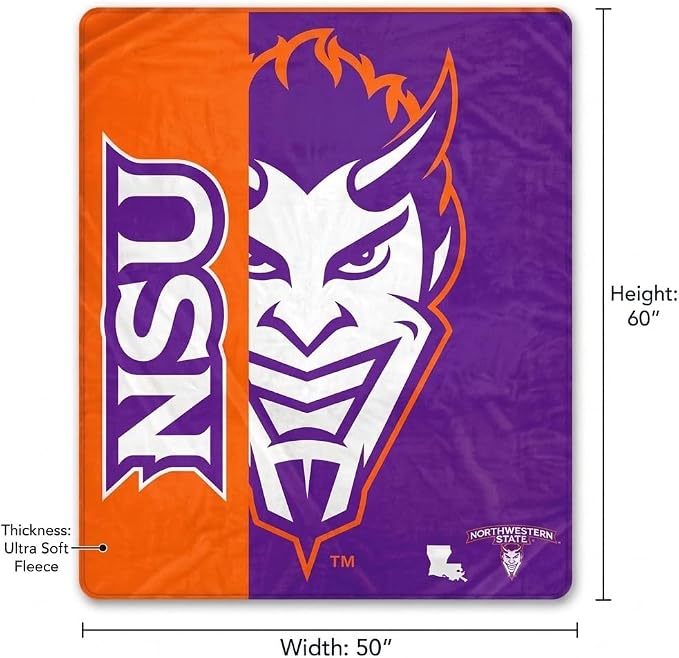 Proformance Home NCAA Northwestern State Demons Endzone Ultra Soft Tailgate Throw