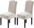 H.VERSAILTEX Velvet Dining Chair Covers Stretch Chair Covers for Dining Room Set of 2 Parson Chair Slipcovers Chair Protectors Covers Dining, Soft Thick Solid Velvet Fabric Washable, Oatmeal