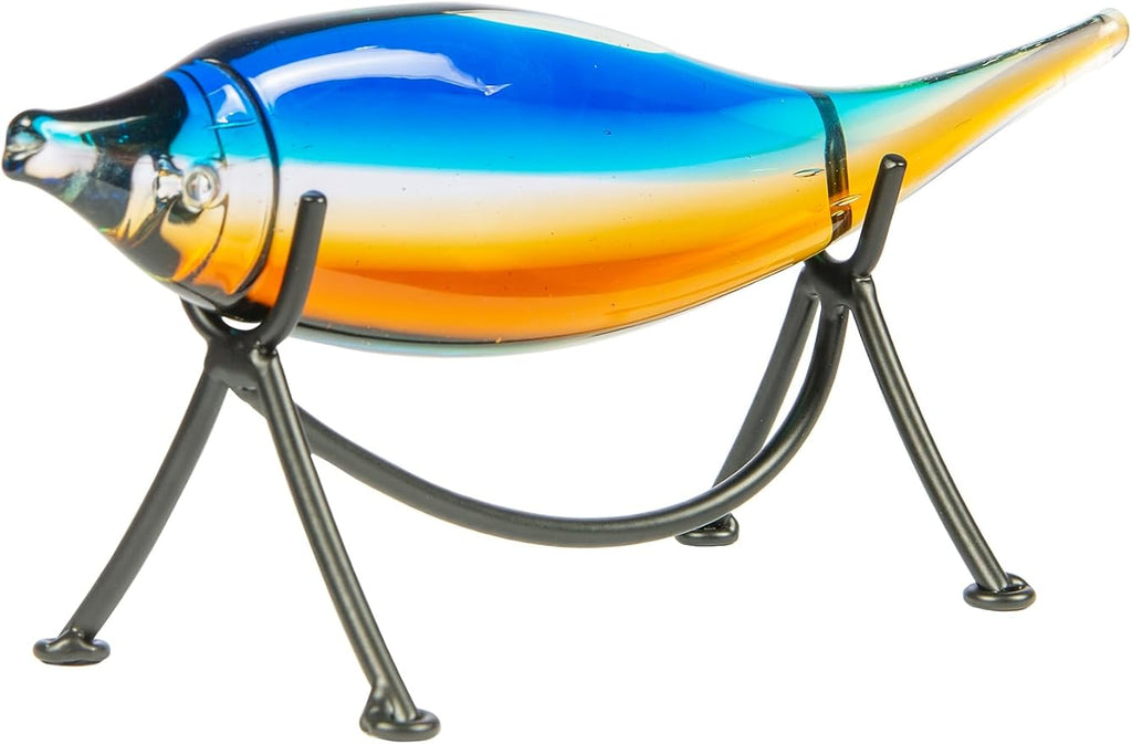 Dale Tiffany AS24127 Murano Style Garfish Handcrafted Art Glass Sculpture with Stand, Blue, 10-Inch Wide
