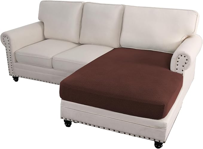 H.VERSAILTEX Sectional Couch Covers 1 Piece Chaise Slipcover L Shape Separate Cushion Couch Cover for Both Left/Right Sectional Couch (Seat Only: 1 Chaises, Burnt Brick)