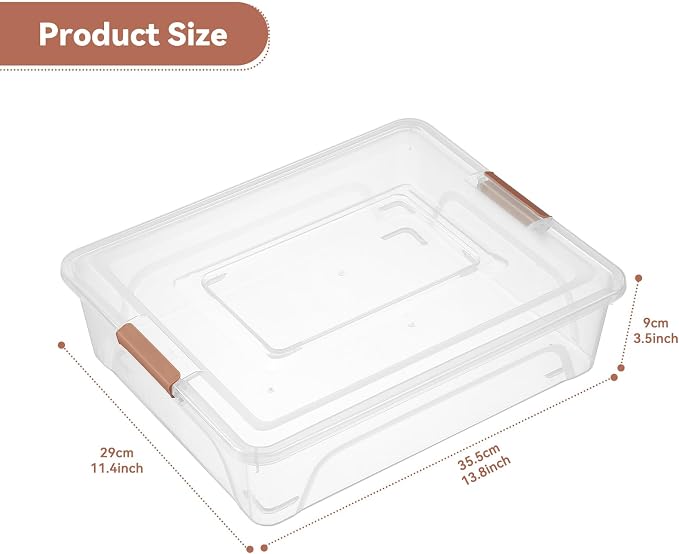 novelinks 10 Quart Clear Plastic Storage Containers with Lids (4 Pack) | Storage Bins with Lids, Stackable Small Clear Bins, Craft Storage Box, Paper Storage, Under Bed Storage Bins, Pencil Box