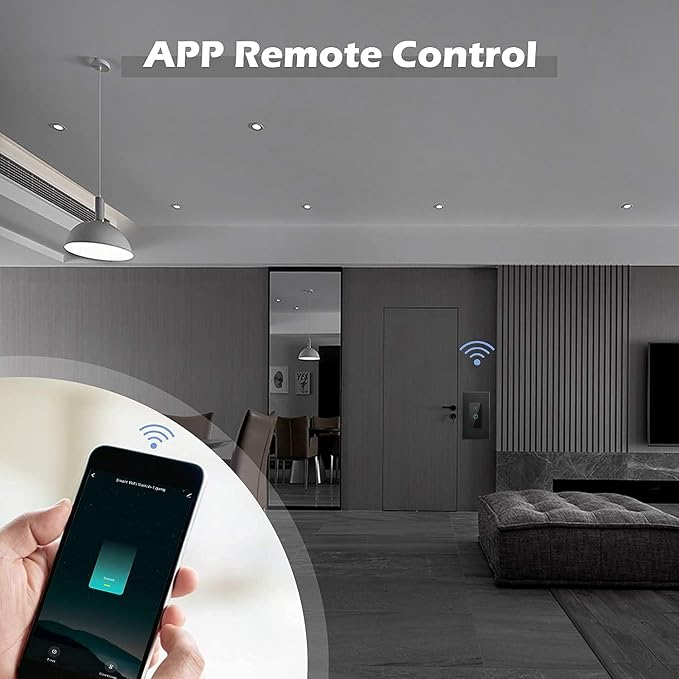 Lesim Smart Light Switch WiFi Switch Work with Alexa Google Home, Black