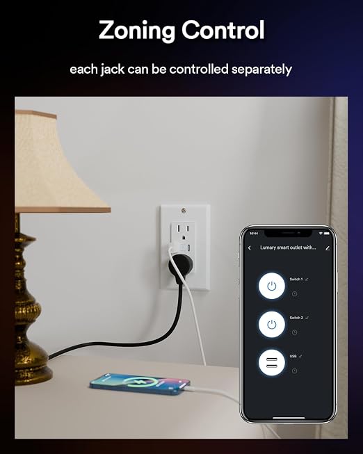 Lumary Smart Outlet with USB-A/C Ports 110V 15A, Timer, Remote Control, FCC | Tamper-Resistant, Group, No Hub Required, 2.4G WiFi Wall Outlet, Works with Alexa/Google Home, Kitchen/Bedroom/Office, 4 Pack