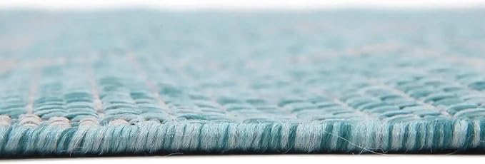 Unique Loom Trellis Collection Area Rug-Lattice Design, Moroccan Inspired for Indoor/Outdoor Décor, 2 ft x 8 ft Runner, Aquamarine/Gray