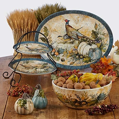 Harvest Gatherings 11" Ceramic Dinner Plates, Set of 4 – Autumn Wildlife Pheasant Theme – Rustic Farmhouse Tableware for Thanksgiving, Fall Dinners, Holiday Meals, and Nature-Inspired Entertaining - Image 4