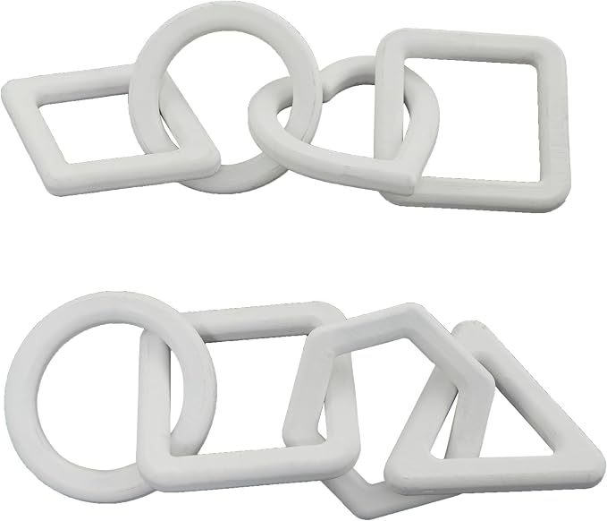 CosmoLiving by Cosmopolitan Wood Chain Decorative Sculpture Home Decor Statues, Set of 2 Accent Figurines 15" W, 2" H, White