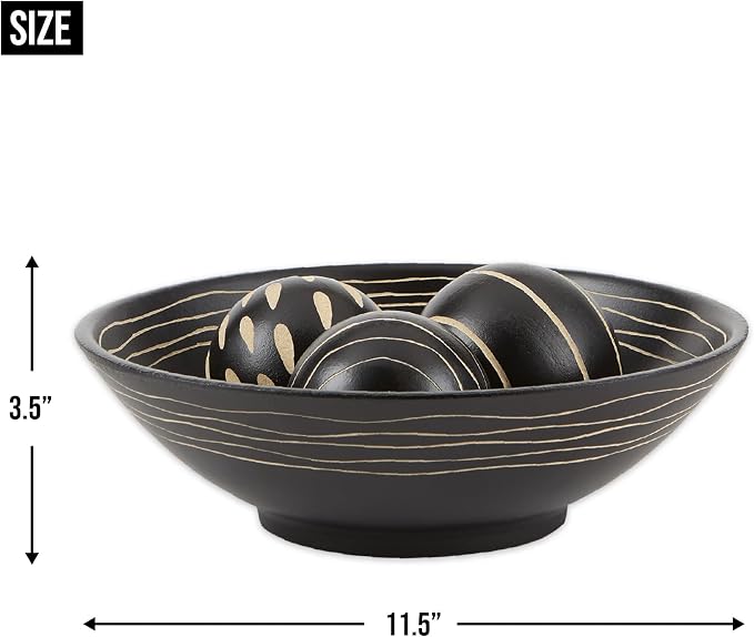 Wood Gifts & Decor Artisan Deco Bowl and Ball Centerpiece
