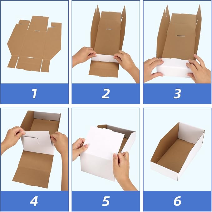ZBEIVAN Cardboard Storage Bins Boxes 30 Packs, Easy Assembly Pantry Organizer Bins for Shelf, White (12x4x4.5, 12x6x4.5, 12x8x4.5 Inches)