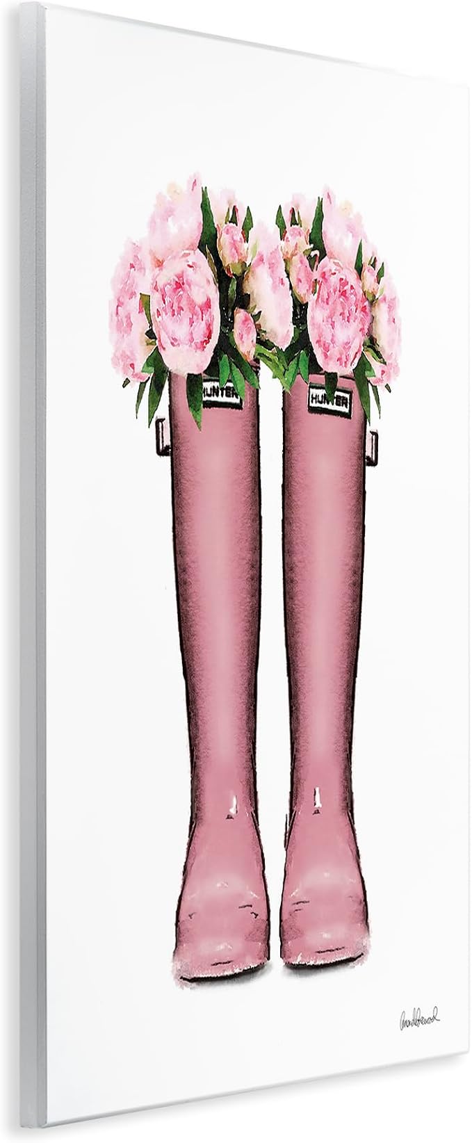 'Pink Peonies Bouquet Fashion Rainboots Chic'| Wall Plaque Art | Stupell Industries | 10 x 15 Inches, Easy to Hang and Sturdy, Made in USA, by Amanda Greenwood