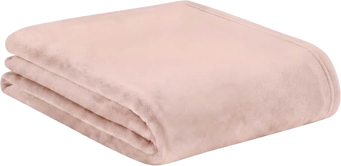 Lucky Brand Solid Plush 50"X70" Throw Blanket, Light Pink - Soft, Cozy, and Timeless Comfort