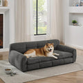 51" Dog Sofa Couch Bed for Small, Medium, Large Dogs, Soft Memory Foam Pet Sofa with Durable Linen Fabric, Comfortable Pet Couch with Backrest and Armrests, Easy to Clean and Maintain（Dark Grey）