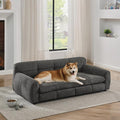 Dog Couch Bed, 51" Sofa for Dogs with Backrest and Armrest, Durable Pet Sofa with Soft Foam Cushion, Elevated Dog Couch Bed with Legs for Medium and Large Dogs, Stone Grey