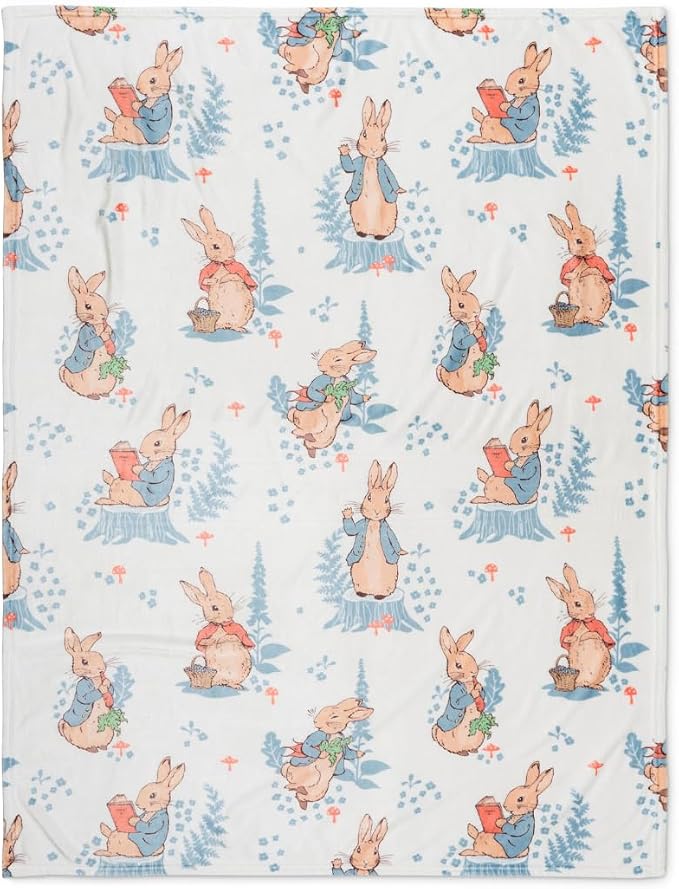 Franco Peter Rabbit Book Spring Kids Bedding Super Soft Cozy Throw, 46 in x 60 in, (Officially Licensed Product)