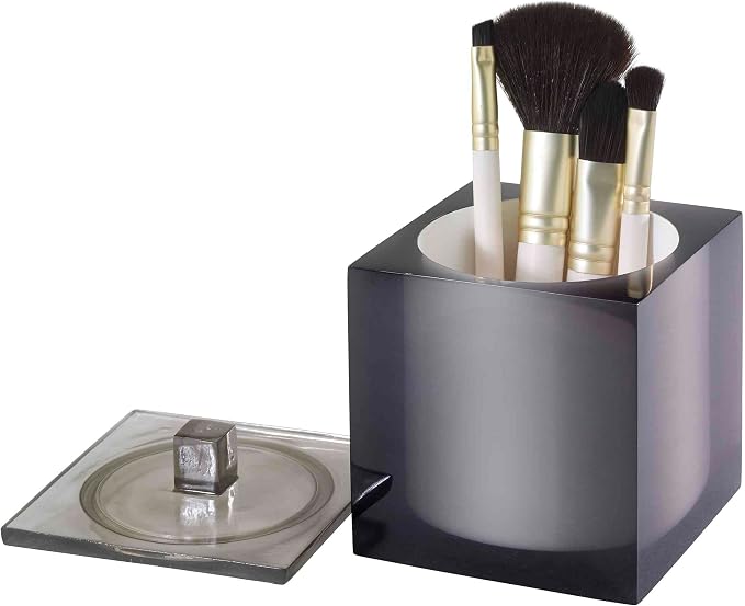 Avanti Linens - Covered Jar, Resin Countertop Accessories, Modern Home Decor (Soho Collection, Smoke)
