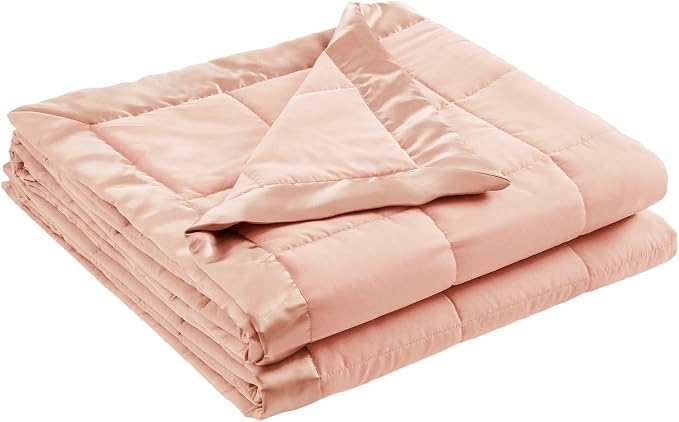 Madison Park Down Alternative Queen Blanket for Bed, Satin Trim, Blush | Lightweight Windom Blanket Full Size Premium 3M Scotchgard Moisture Wicking Treatment, OEKO TEX, Soft Bed Cover, All Season