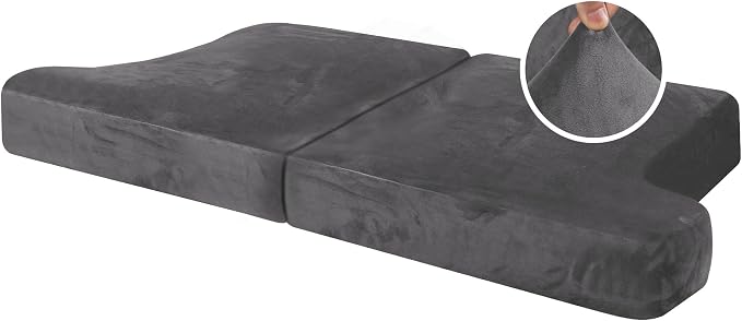 H.VERSAILTEX Stretch Velvet 2 Piece T Cushion Sofa Slipcovers - Individually Fitting Cushion Covers for 2 Cushion Couch - Stay in Place (Grey)