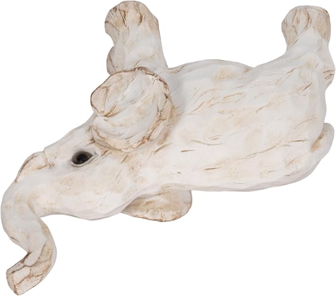 Sagebrook Home Resin Elephant Figurine - Handcrafted Polyresin Home Decor Statue - Rustic Casual Style for Living Room, Bedroom, Office - Elegant Accent Sculpture - 11" White