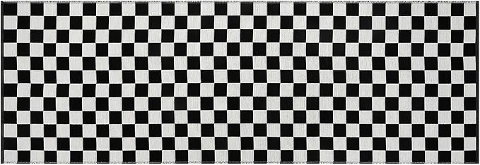 Seavish Checkered Runner Rug, 2x6 Ft Black and White Hallway Runner Rug | Washable Indoor Outdoor Entryway Runner Rug Reversible Checkerboard Area Rugs for Bedroom Bathroom Laundry Room Kitchen