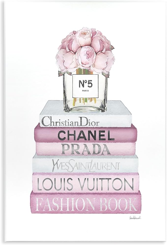 Soft Pink Rose Bookstack, 10 x 15 Inch Mounted Print on Wall Plaque | Stupell Industries · By Amanda Greenwood · Ready to hang · Hand finished · Made in USA