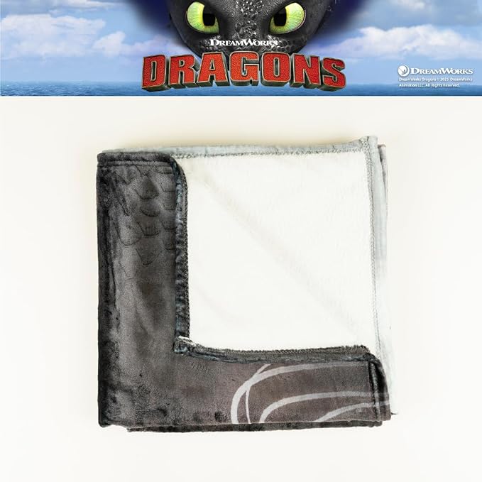 How to Train Your Dragon Toothless Kids Bedding Super Soft Plush Cozy Throw, 46 in x 60 in, (Officially Licensed Product) By Franco