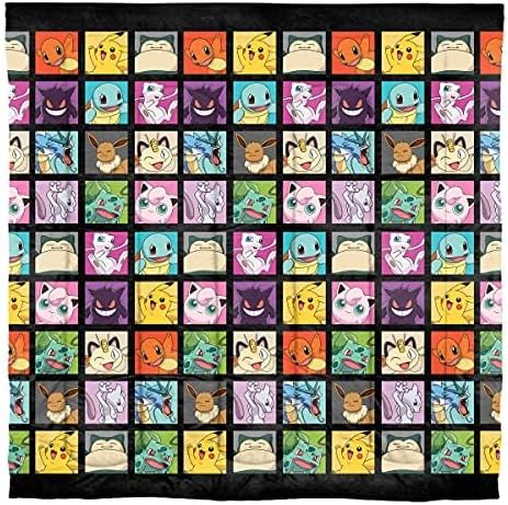 Northwest Pokemon Kanto Favorites Full Size Bed in a Bag Set, Pikachu Charmander Squirtle Bulbasaur, Kids Boys Girls Bedding Comforter Sheets