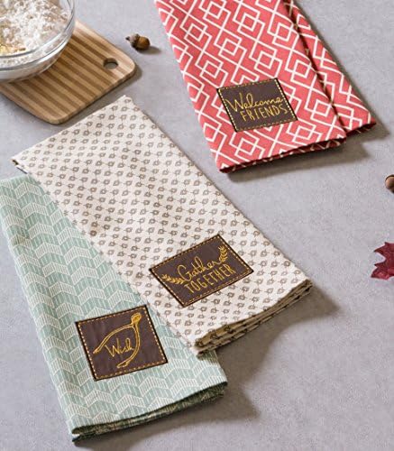 DII Thanksgiving Fall Kitchen Towels Collection Decorative Embellished Dish Towel Set, 18x28, Rustic Fall, 3 Count - Image 6