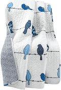 Lush Decor Rowley Birds Reversible Throw Blanket, 50" W x 60" L, Navy - Throw Blankets for Bed - Couch Blanket - Farmhouse Throw Blanket for Couch