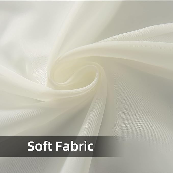 youleyar Solid Sheer Rod Pocket Curtain Voile Draperies 2 Panels White Beige Black Grey Coffee 38 Inch Width 54 Inch Long 1 Pair for Kitchen Bedroom Children Living Room Yard(Ivory,38Wｘ54L)