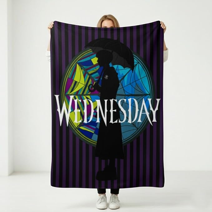 Silver Buffalo Wednesday Addams Family, Fleece Throw Blanket, 45x60in | Silhouette, Soft and Cozy, 180 GSM