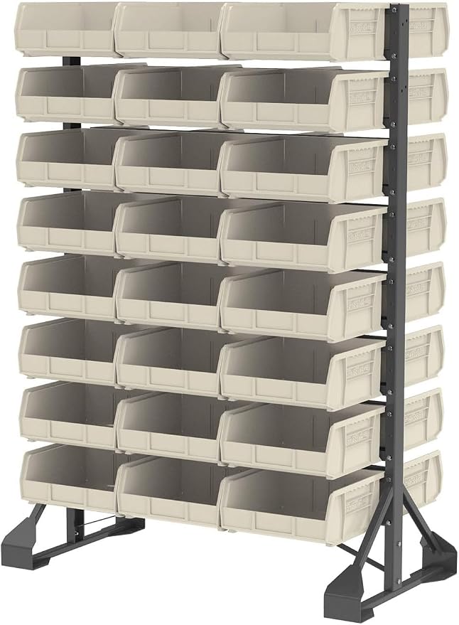 Akro-Mils 30235 AkroBins Plastic Storage Bins, 11"x11"x5", Stone, 6-Pack | Space-Saving Stackable Bins for Garage, Pantry, Craft Organization