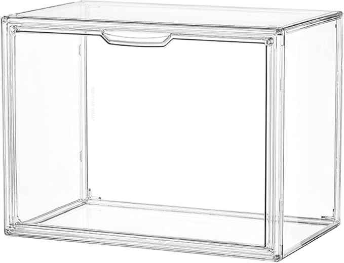 LXLXXL Clear Acrylic Display Case, Stackable Plastic Storage Bins, X-Large | Stackable Storage Bin with Magnetic Attraction Lid, XL Clear Acrylic Case, Showcase for Cosmetic, Large Figures Collectibles