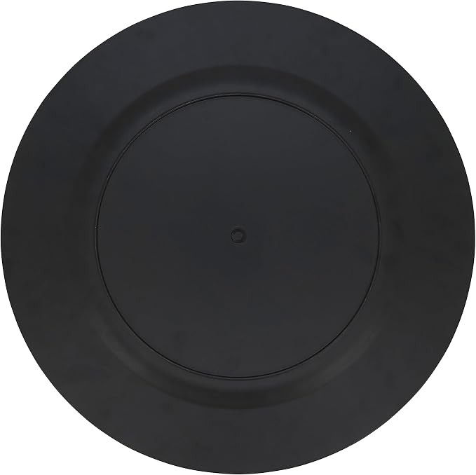 SARO LIFESTYLE Decorative Charger Plates, 13” Round Plastic Charger Plates, Set of 4 – Elegant Table Décor for Events, Weddings & Home Dining, Black
