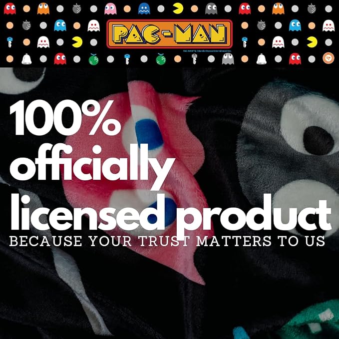 PAC-MAN Retro Cozy Throw 46 in x 60 in – Soft Cozy Plush for Couch, Bed & Travel, Collectible Gift (100% Officially Licensed Product) by Franco Collectibles®