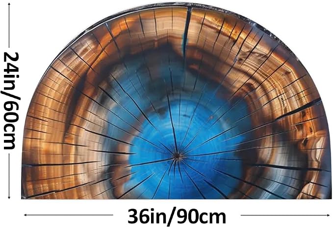 Fchen art Vintage Wood Grain Blue Half Round Door Mat – Non Slip Washable Welcome Mat for Indoor/Outdoor Use, Durable Absorbent Doormat for Home Kitchen Entryway Restaurant Office, 17x30 Inches