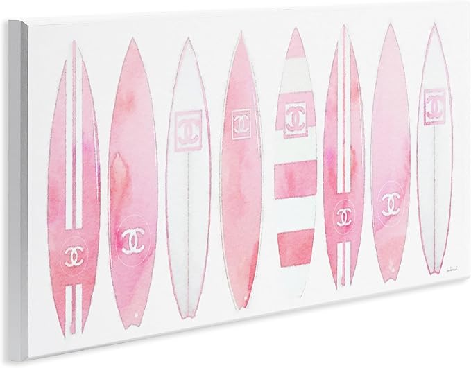 Nautical Glam Surfboard Fashion, 7 x 17 Inch Mounted Print on Wall Plaque | Stupell Industries · By Amanda Greenwood · Ready to hang · Coastal inspired statement piece · Made in USA