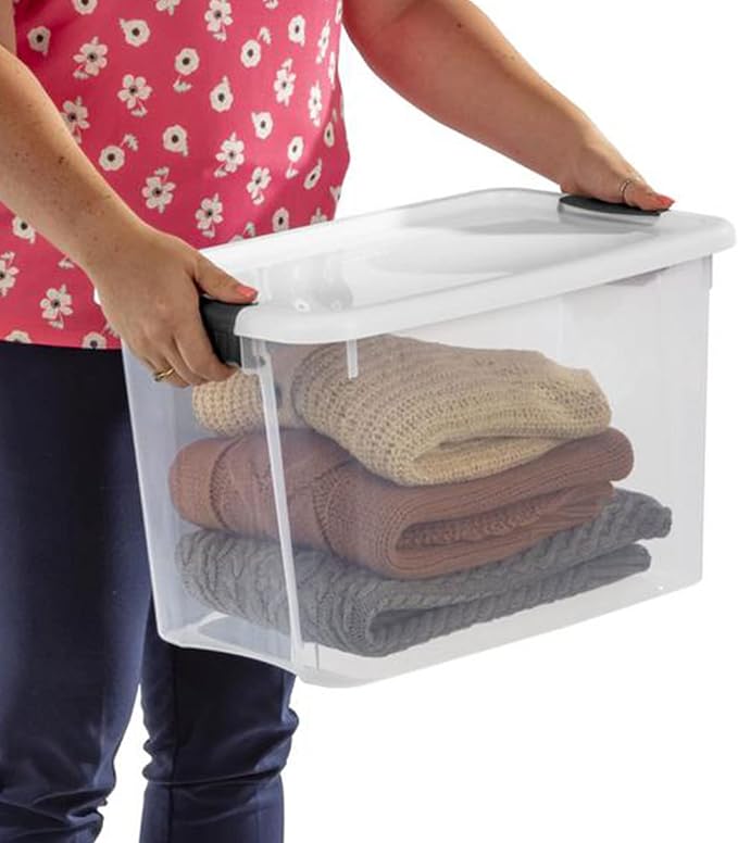 Sterilite Ultra Latch Box with Lids for Home and Office, 30 Quart, 6-Pack | Heavy-Duty and Stackable Plastic Containers with Latches for Closet, Cabinet, Bedroom, Bathroom and Dorm Room Organization