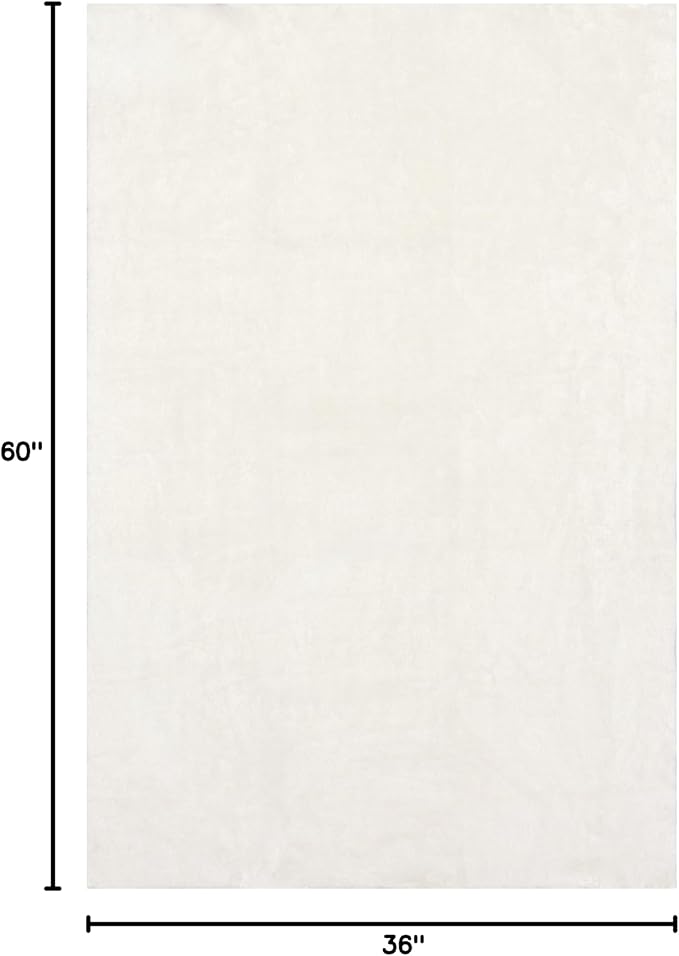 nuLOOM Loni Off White Solid Washable Area Rug, 3' x 5'
