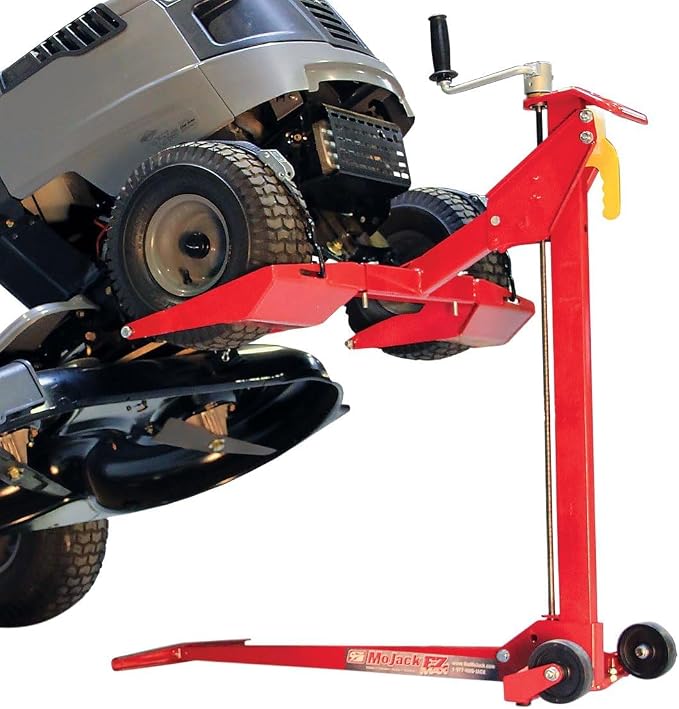 MoJack EZ MAX 45001 Riding Lawn Mower Lift Jack, 450 lb, Zero Turn/Tractor | Fits 18.5-47.5in Wheel Span - Raises Deck 24in - Manual or Drill-Powered - Fold-Flat Storage - Blade & Belt Service
