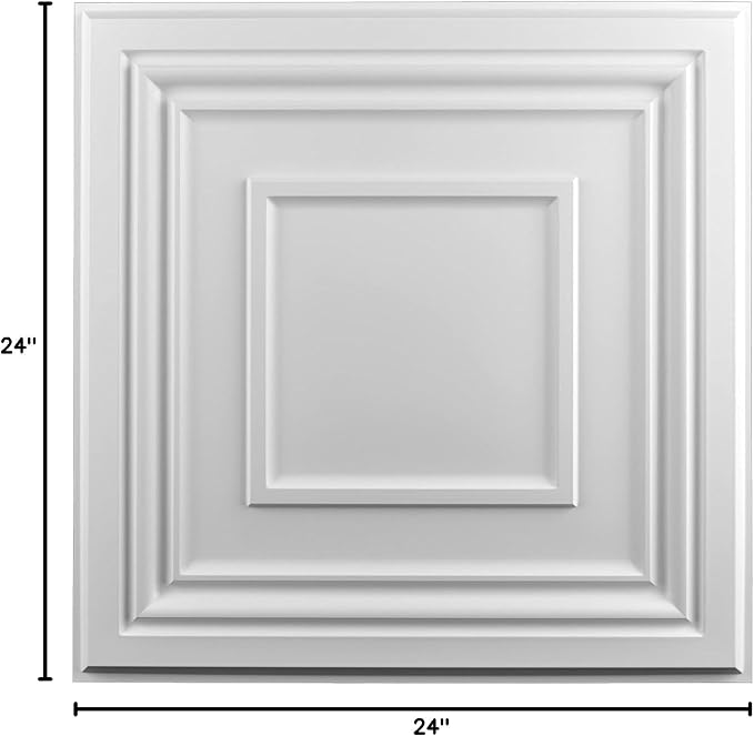 Art3d 24 Pack PVC Ceiling Tiles 24x24 Inches(96 Sq.,ft), Pure White | Waterproof Drop Ceiling Tiles/Wall Panels for Interior Wall Decor