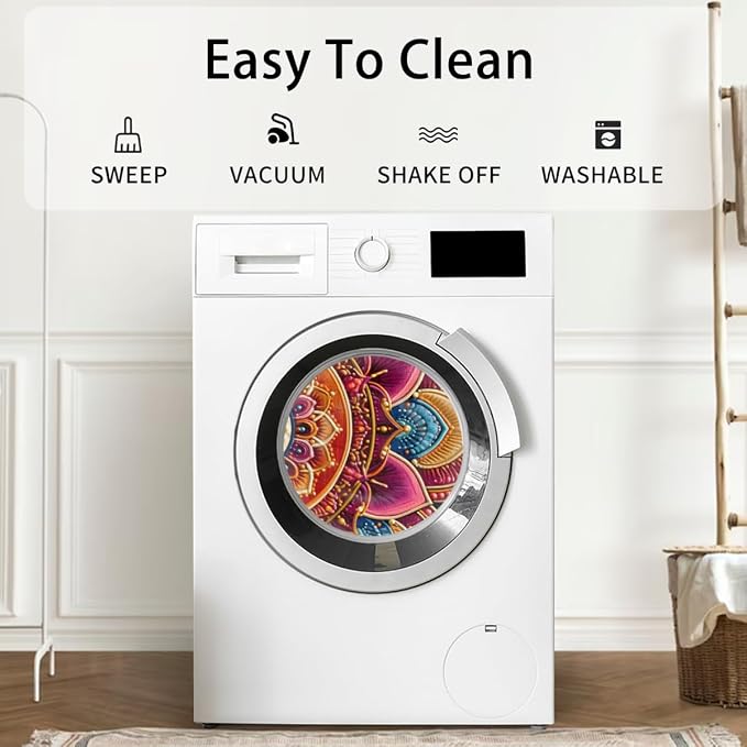 Mandala Half Round Door Mat Semi Circle Rug Half Moon Doormat | Soft Washable Colorful Geometric Welcome Entrance Mat for Outdoor Indoor Floor Bedroom Bathroom Home Kitchen Festival Decor
