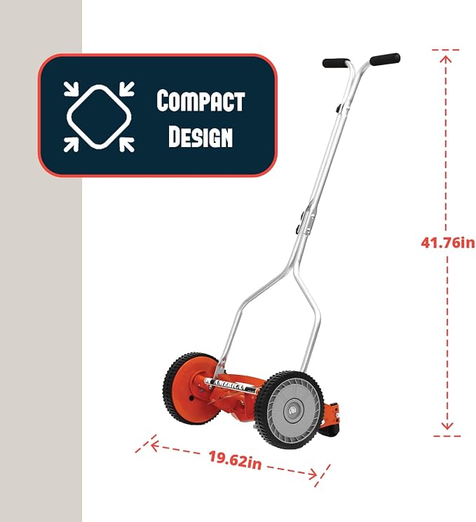 American Lawn Mower 1204-14 14-Inch 4-Blade Push Reel Lawn Mower, Red