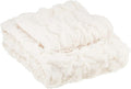 Comfort Spaces Ruched Throw Set Faux Fur Blanket, 50 x 60, 3 Piece, Ivory | Ultra Soft, Cozy Warmth for Sofa or Bed, Plush, OEKO-TEX Certified